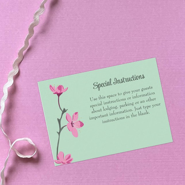 Carte D'accompagnement Instructions pour la floraison de cerisier rose et (Créateur téléchargé)