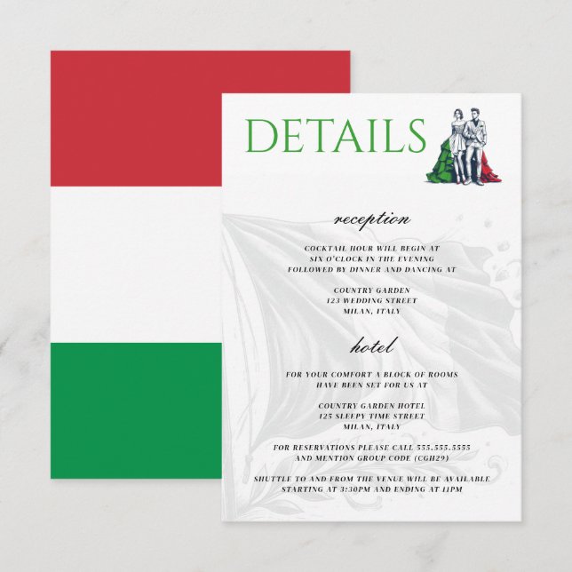 Carte D'accompagnement Italie Couple (Devant / Derrière)