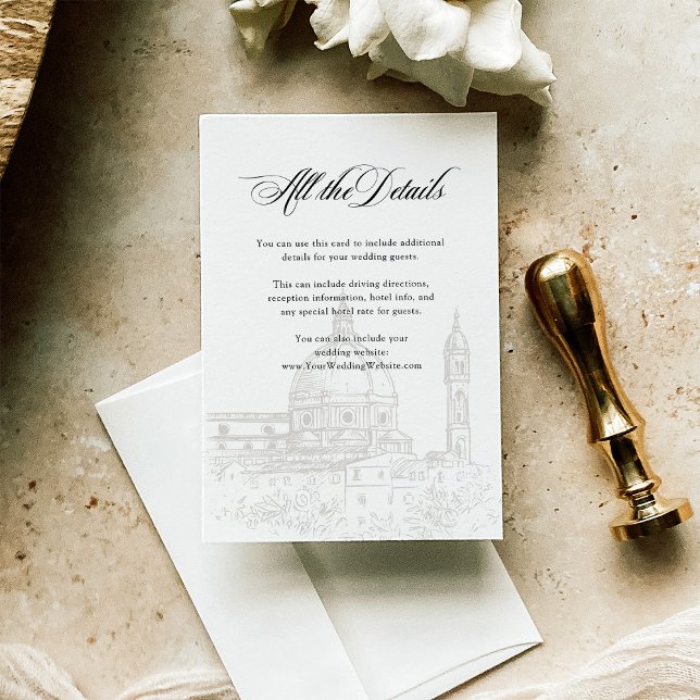 Carte D'accompagnement Italien Elegance Illustré Mariage Détails du clien (Créateur téléchargé)