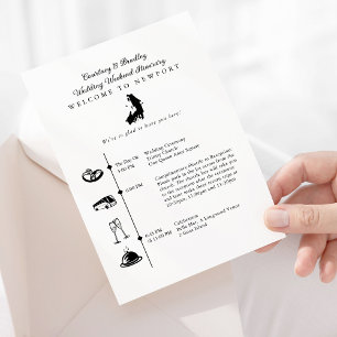 Carte D'accompagnement Itinéraire de fin de semaine de mariage à Newport 