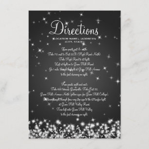 Carte D'accompagnement Itinéraire de mariage Hiver Étincelle Noir