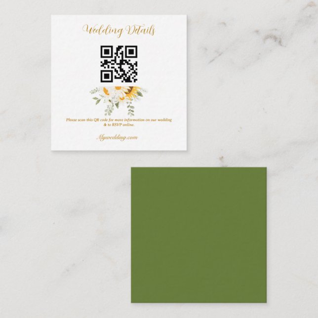 Carte D'accompagnement IVANA Elegant Mariage Fleur Jaune & Blanc (Devant / Derrière)