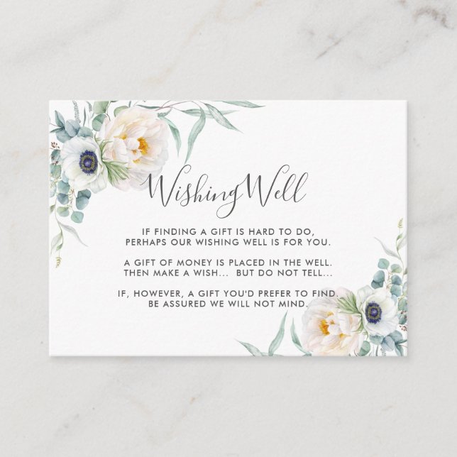 Carte D'accompagnement Ivoirien Peony Floral Eucalyptus Mariage Wishing w (Devant)