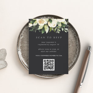 Carte D'accompagnement Ivory Bloom   Floral QR Code Mariage RSVP