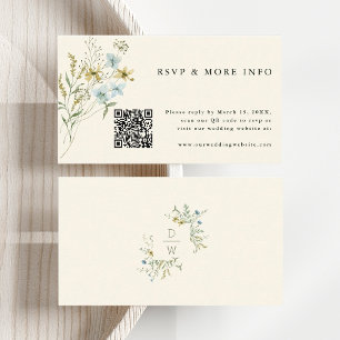 Carte D'accompagnement Ivory Delicate Fleur sauvage Moderne Boho Wedding