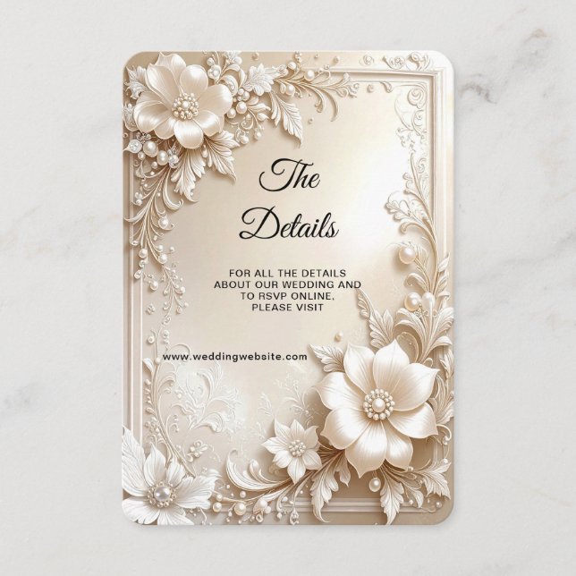 Carte D'accompagnement Ivory Flowers Detail Enclosure (Devant)