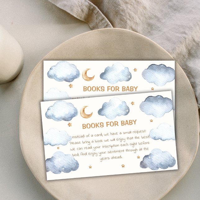 Carte D'accompagnement Ivory Moon Stars Twinkle Books For Baby shower (Ivory Moon Stars Twinkle Boy Books For Baby Shower Enclosure Card)