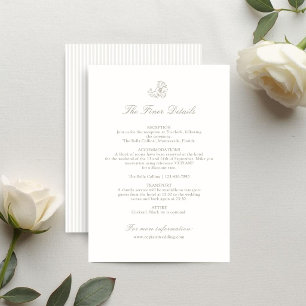 Carte D'accompagnement Ivory & Sand Détails de mariage floraux à rayure