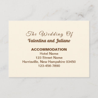 Carte D'accompagnement Ivory with Brown Typography Wedding Accommodation