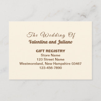 Carte D'accompagnement Ivory with Brown Typography Wedding Gift Registry