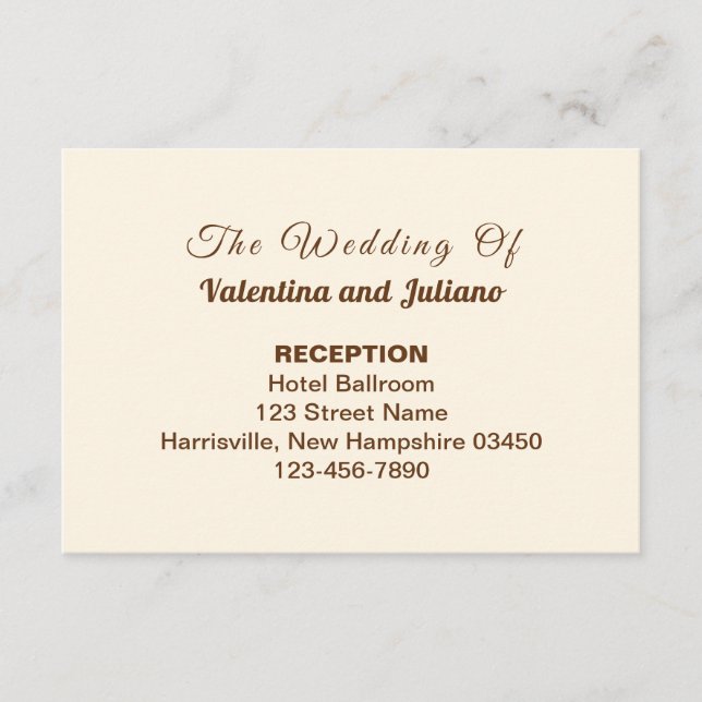 Carte D'accompagnement Ivory with Brown Typography Wedding Reception (Devant)