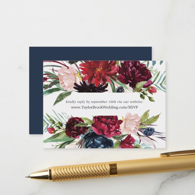 Carte D'accompagnement Jardin d'automne | Site Mariage Bourgogne RSVP (Devant/Arrière en situation)