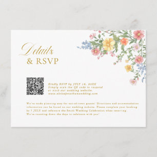 Carte D'accompagnement Jardin de printemps orné pastel doux mariage or