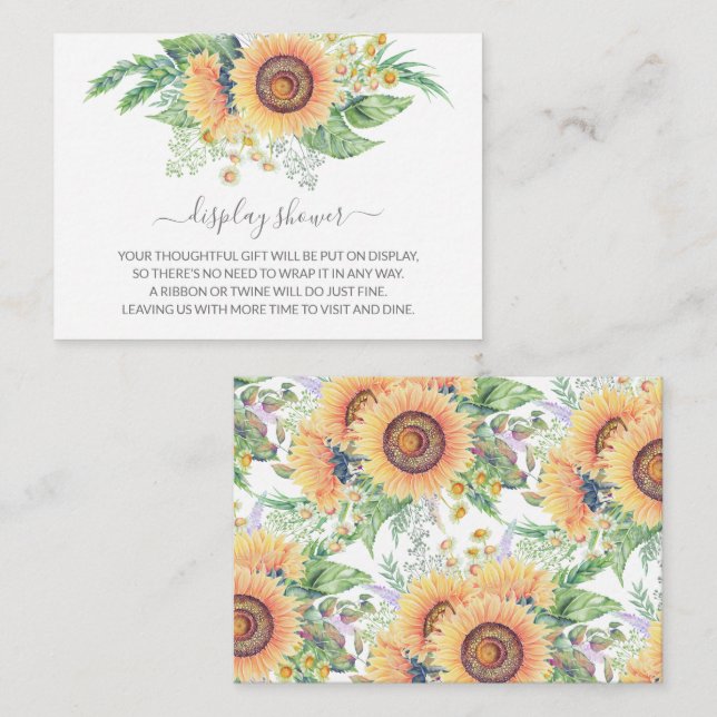 Carte D'accompagnement Jardin de tournesol Floral Baby shower Cadeau (Devant / Derrière)
