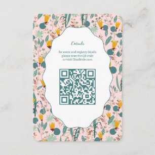 Carte D'accompagnement Jardin d'eau Floral Réception de Mariage Cute QR P