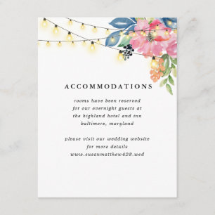 Carte D'accompagnement Jardin, Fleurs et Mariage de lumières scintillante