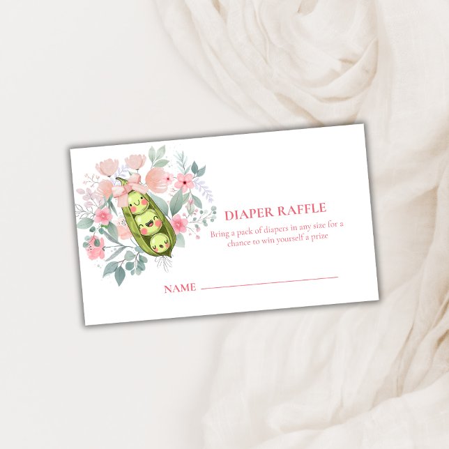 Carte D'accompagnement Jardin Floral Pois sucrés Baby shower de la chair (Floral Garden Sweet Pea Diaper Raffle Baby Shower Enclosure Card)