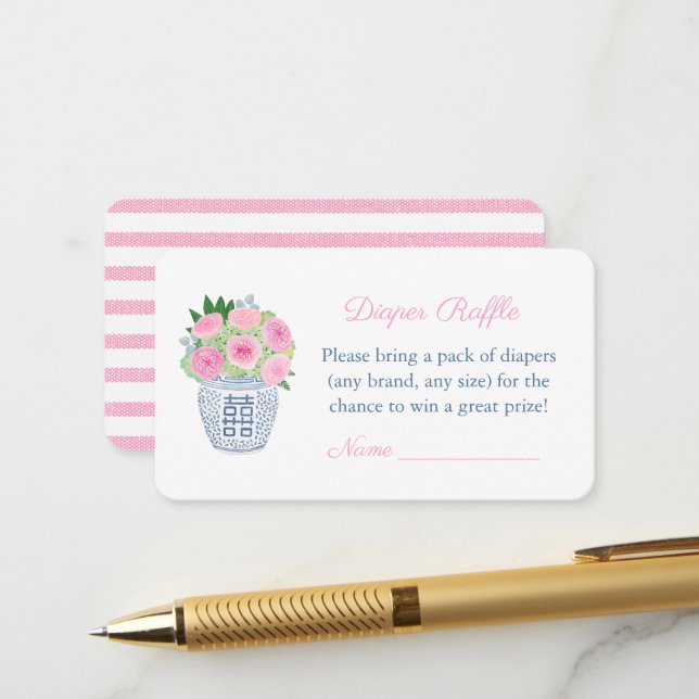 Carte D'accompagnement Jardin rose Roses Déchets Baby shower  (Devant/Arrière en situation)