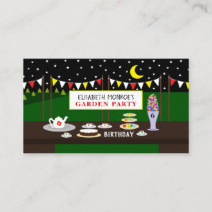Carte D'accompagnement Jardin Tea Party, Billet d'anniversaire pour enfan