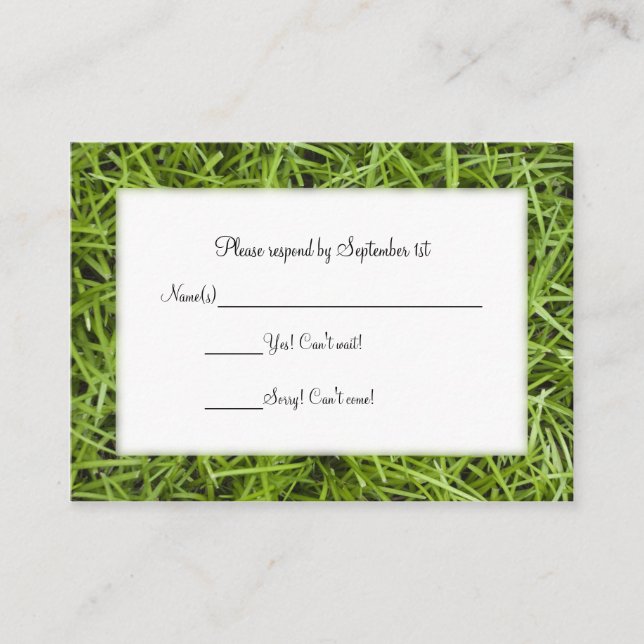 Carte D'accompagnement Jardin vert Grass mariage RSVP (Devant)
