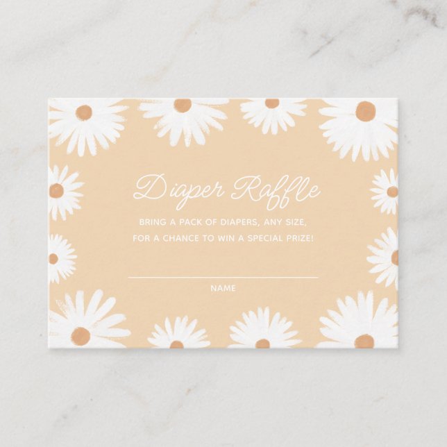 Carte D'accompagnement Jaune Boho Daisy Floral Baby shower Déchets Raffle (Devant)