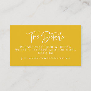 Carte D'accompagnement Jaune Moderne Script Lettres Site Mariage Enc