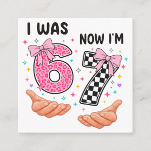 Carte D'accompagnement J'avais 6 ans maintenant j'ai 7 ans jolis chiffres