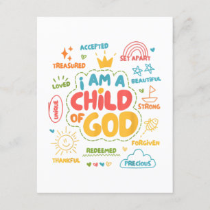 Carte D'accompagnement Je suis un Enfant de Dieu Rétro chrétien Jésus Foi