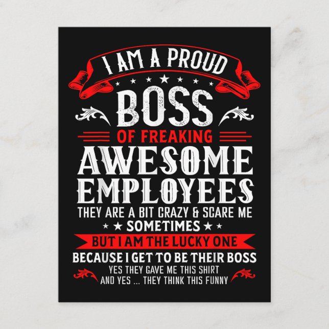 Carte D'accompagnement Je Suis Un Fier Chef De Freaking Employés Géniaux  (Devant)