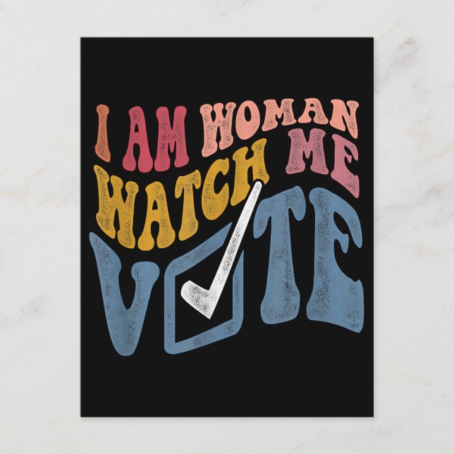 Carte D'accompagnement Je Suis Une Femme Me Regarder Vote 2024 Vague Bleu (Devant)