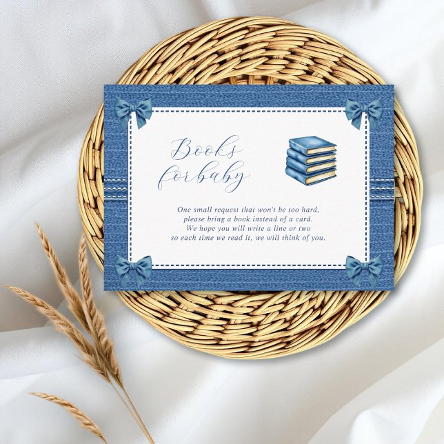 Carte D'accompagnement Jean bleu avec arcs livres pour bébé fille douche (Créateur téléchargé)