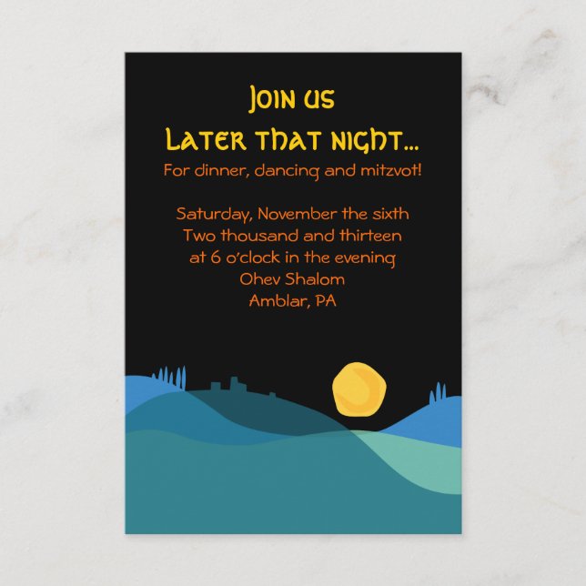 Carte D'accompagnement JERUSALEM CITY of GOLD Mitzvah Party Card (Devant)