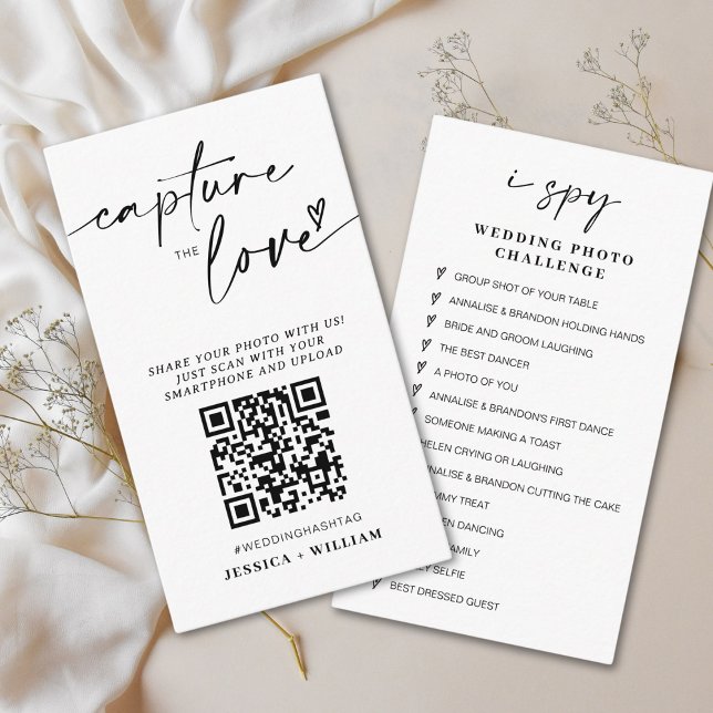 Carte D'accompagnement J'espionne le jeu Mariage | Capturez le code QR d' (Créateur téléchargé)