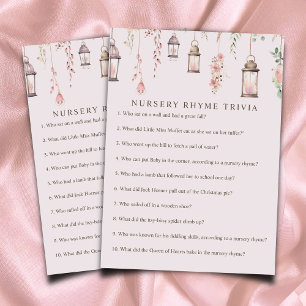 Carte D'accompagnement Jeu de Baby shower Enchanted Nursery Rhyme Trivia