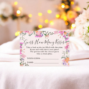 Carte D'accompagnement Jeu de devinette de bisous pour enterrement de vie