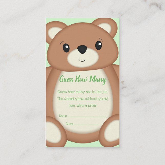 Carte D'accompagnement Jeu de devinette Teddy Bear (Devant)
