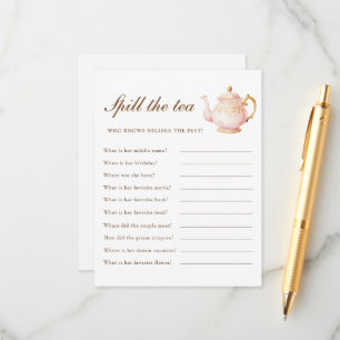 Carte D'accompagnement Jeu de fête de douche de mariée pastel High Tea