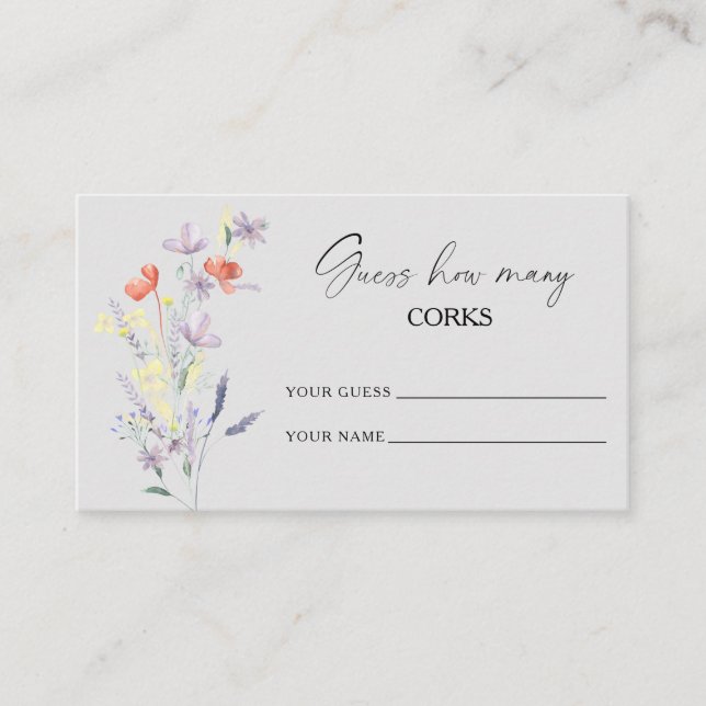 Carte D'accompagnement Jeu de mariage bohème floral devinez combien de bo (Devant)