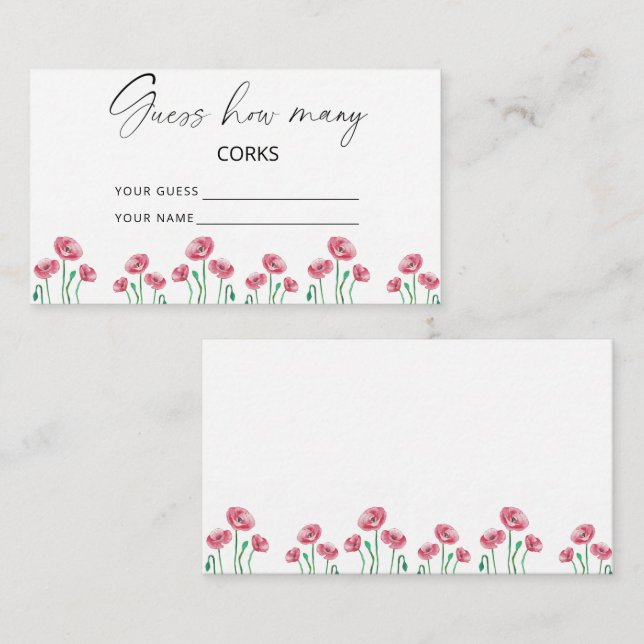 Carte D'accompagnement Jeu de mariage devinez combien de bouchons floraux (Devant / Derrière)