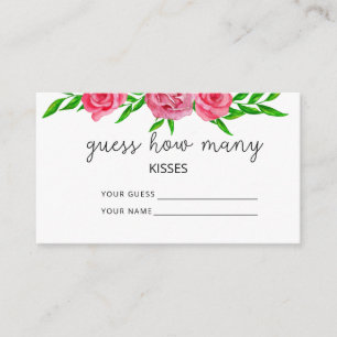 Carte D'accompagnement Jeu de mariage floral blush devine combien de bais