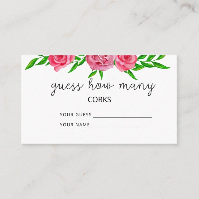 Carte D'accompagnement Jeu de mariage floral rose saurez-vous combien de  (Devant)