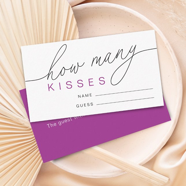Carte D'accompagnement Jeu de Salle de Mariage Moderne Devinez Combien de (Modern Guess How Many Kisses Bridal Shower Game Enclosure Card)