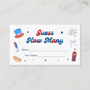 Carte D'accompagnement Jeux de Baby Shower du 4 juillet : devine combien