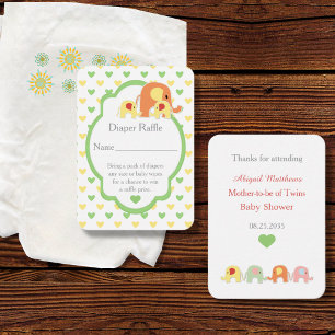 Carte D'accompagnement Jeux de Bébé Jumeaux Éléphants Tirage au Sort des 