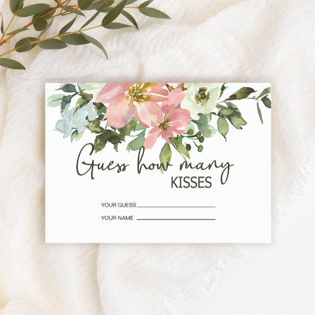 Carte D'accompagnement Jeux de mariage combien de baisers Roses Blush Coq (Créateur téléchargé)