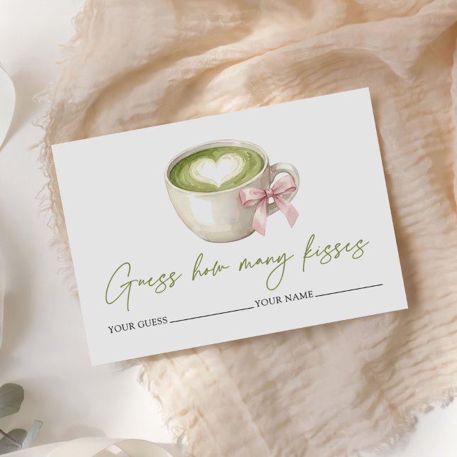 Carte D'accompagnement Jeux de mariage Matcha Latte Combien de baisers (Créateur téléchargé)