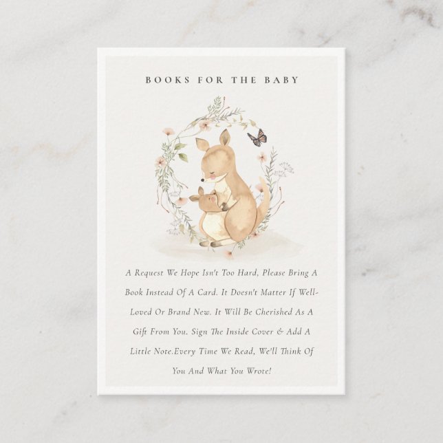 Carte D'accompagnement Joey Mama Kangaroo Floral Livres Pour Baby shower (Devant)