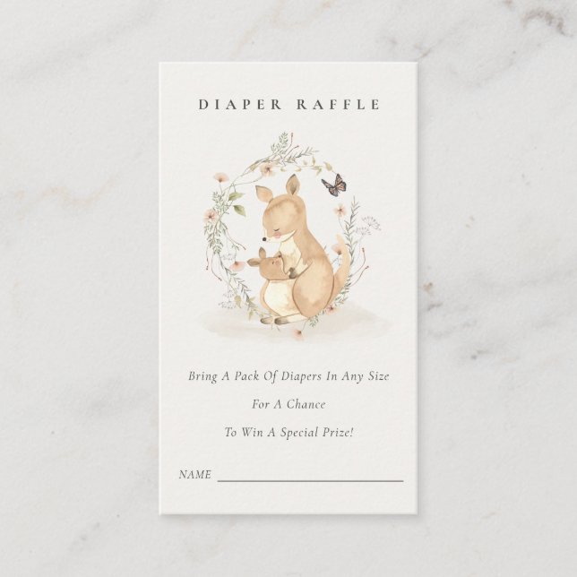 Carte D'accompagnement Joey Mum Kangaroo Baby shower de carafe à couches  (Devant)