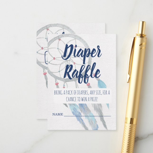 Carte D'accompagnement Joli Baby shower Boho Dreamcatcher bleu (Devant/Arrière en situation)