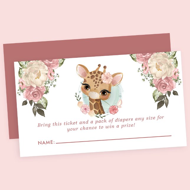 Carte D'accompagnement Joli Baby shower de Giraffe florale Raffle de couc (Créateur téléchargé)